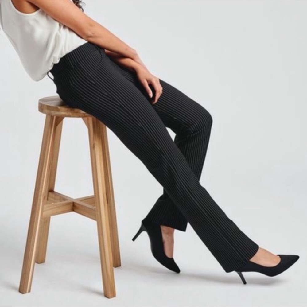 Betabrand Straight Leg Classic Dress Yoga Pants (Pinstripe)